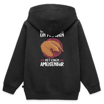 Mädchen mit Ameisenbär Südamerika Ameisenfresser - Kinder Premium Organic Zip Hoodie - Schwarz - Hinten - AI Model Kid Male (0cm)