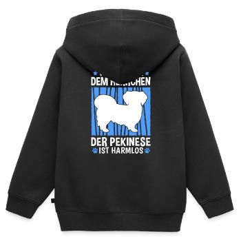 Pekinese Herrchen Peking-Palasthund Pekingese - Kinder Premium Organic Zip Hoodie - Schwarz - Hinten - AI Model Kid Male (0cm)