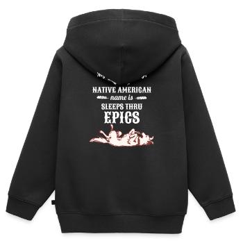 Lazy Dog Sleeps Thru Epics - Kids Premium Organic Zip-up Hoodie - black - Back - AI Model Kid Male (0cm)