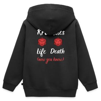 RPG rules difference between life and death - Sweat Premium à capuche zippé enfant bio - noir - Dos - AI Model Kid Male (0cm)