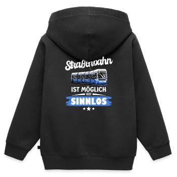 Strassenbahn M33 Göteburg Straßenbahn Geschenk - Kinder Premium Organic Zip Hoodie - Schwarz - Hinten - AI Model Kid Male (0cm)