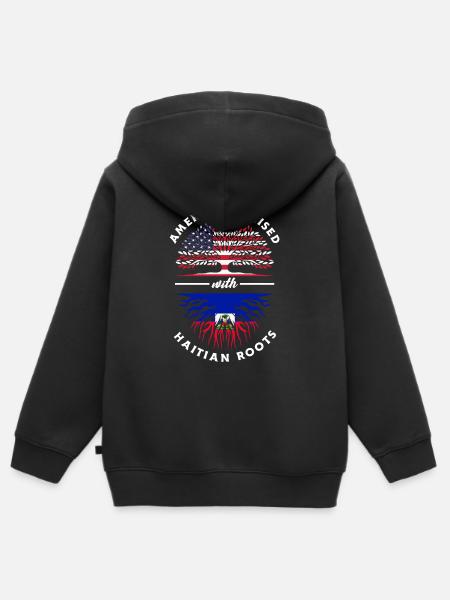 Proud Haitian Haiti Flag - Kinder Premium Organic Zip Hoodie - Schwarz