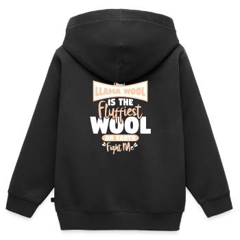 Llama Wool Is The Fluffiest Wool Knitting - Kids Premium Organic Zip-up Hoodie - black - Back - AI Model Kid Male (0cm)