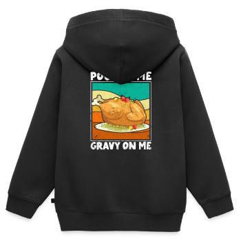 Fun Turkey Dîner Thanksgiving Verser - Sweat Premium à capuche zippé enfant bio - noir - Dos - AI Model Kid Male (0cm)