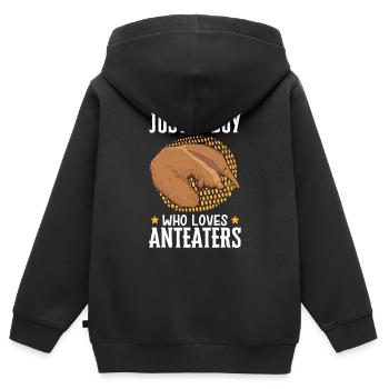 Junge der Ameisenbären liebt Südamerika - Kinder Premium Organic Zip Hoodie - Schwarz - Hinten - AI Model Kid Male (0cm)