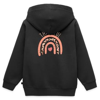 Dankbares Regenbogenherz Thanksgiving Dinner - Kinder Premium Organic Zip Hoodie - Schwarz - Hinten - AI Model Kid Male (0cm)