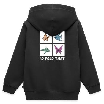 I'd Fold That, Funny Origami Folding - Kids Premium Organic Zip-up Hoodie - black - Back - AI Model Kid Male (0cm)