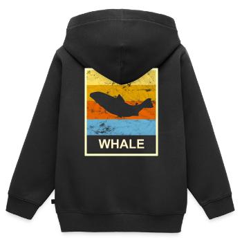 Retro Wal Geschenk Meeresbewohner Wale - Kinder Premium Organic Zip Hoodie - Schwarz - Hinten - AI Model Kid Male (0cm)