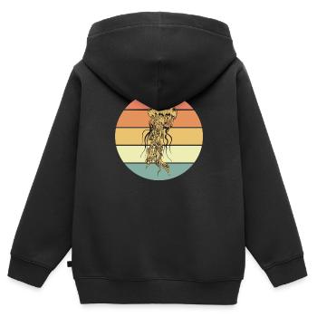Qualle - Kinder Premium Organic Zip Hoodie - Schwarz - Hinten - AI Model Kid Male (0cm)