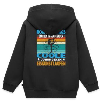Normale Jungs Hausaufgaben coole Eiskunstlauf - Kinder Premium Organic Zip Hoodie - Schwarz - Hinten - AI Model Kid Male (0cm)