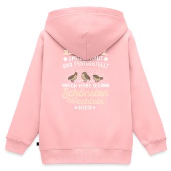 Legewachtel Ich habe die schönsten Wachtel - Kinder Premium Organic Zip Hoodie - Rosa - Hinten - AI Model Kid Female (0cm)
