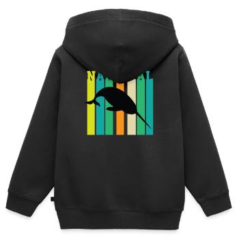Narwal - Kinder Premium Organic Zip Hoodie - Schwarz - Hinten - AI Model Kid Male (0cm)
