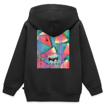Melone Music illumine votre cœur | Musique Melon - Sweat Premium à capuche zippé enfant bio - noir - Dos - AI Model Kid Male (0cm)