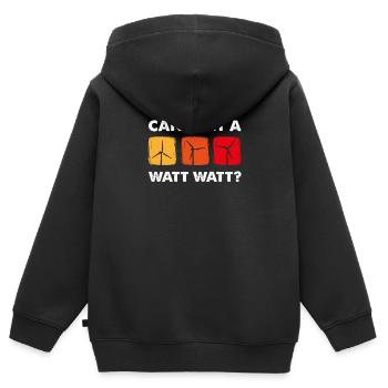 Puis-je obtenir un watt watt, technicien en éolienne - Sweat Premium à capuche zippé enfant bio - noir - Dos - AI Model Kid Male (0cm)