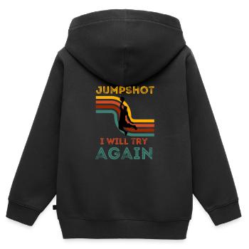 Wenn ich diesen Jumpshot verpasse, werde ich es noch einmal versuchen - Kinder Premium Organic Zip Hoodie - Schwarz - Hinten - AI Model Kid Male (0cm)
