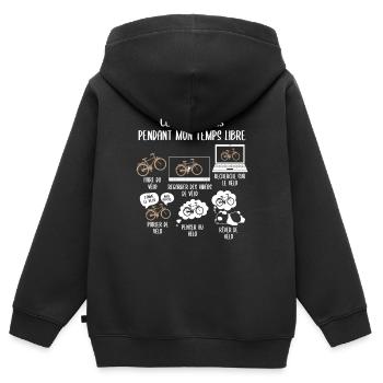 Mon temps de mon temps libre Vélo - Sweat Premium à capuche zippé enfant bio - noir - Dos - AI Model Kid Male (0cm)