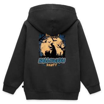 Happy Halloween Party Hexe Fledermaus Grusel Spuk - Kinder Premium Organic Zip Hoodie - Schwarz - Hinten - AI Model Kid Male (0cm)
