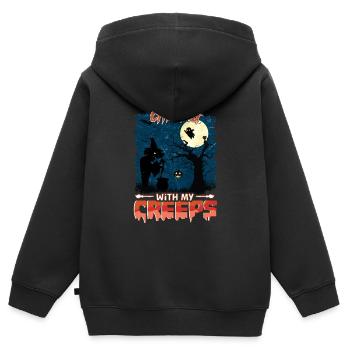 Happy Halloween Party Hexe Fledermaus Grusel Spuk - Kinder Premium Organic Zip Hoodie - Schwarz - Hinten - AI Model Kid Male (0cm)