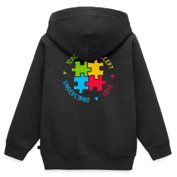 Autismus Kampf Aufklärung Autist Autisten Puzzle - Kinder Premium Organic Zip Hoodie - Schwarz - Hinten - AI Model Kid Male (0cm)