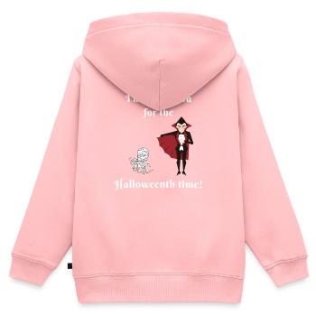 Happy Halloween! said vampire father to zombie son - Sweat Premium à capuche zippé enfant bio - rose - Dos - AI Model Kid Female (0cm)