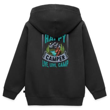 Camping Campingplatz zelten Zelt Wohnwagen Fotos - Kinder Premium Organic Zip Hoodie - Schwarz - Hinten - AI Model Kid Male (0cm)