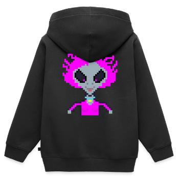 Pixel Alien "Violet Crazy" - Kids Premium Organic Zip-up Hoodie - black - Back - AI Model Kid Male (0cm)