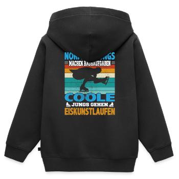 Normale Jungs Hausaufgaben coole Eiskunstlauf - Kinder Premium Organic Zip Hoodie - Schwarz - Hinten - AI Model Kid Male (0cm)