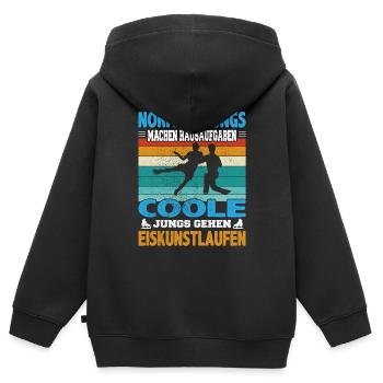 Normale Jungs Hausaufgaben coole Eiskunstlauf - Kinder Premium Organic Zip Hoodie - Schwarz - Hinten - AI Model Kid Male (0cm)