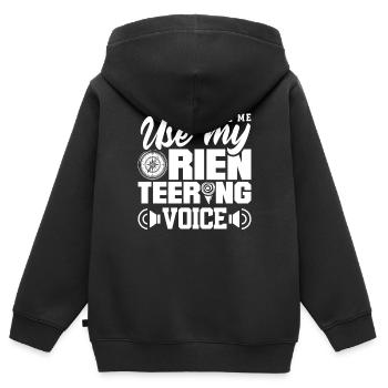 Course d’orientation ne me fait pas utiliser mon - Sweat Premium à capuche zippé enfant bio - noir - Dos - AI Model Kid Male (0cm)