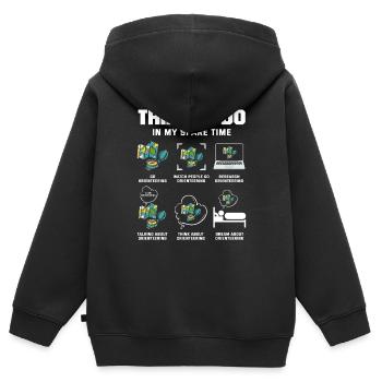 Ce que je fais dans mon temps libre Course d’orientation - Sweat Premium à capuche zippé enfant bio - noir - Dos - AI Model Kid Male (0cm)