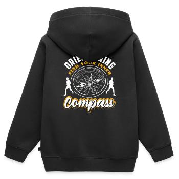 Trouvez votre boussole intérieure Orienteer Running - Sweat Premium à capuche zippé enfant bio - noir - Dos - AI Model Kid Male (0cm)