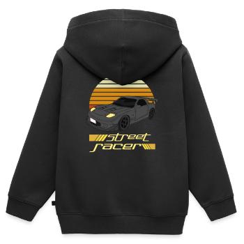Voiture de sport de course sur route PS Voiture de sport - Sweat Premium à capuche zippé enfant bio - noir - Dos - AI Model Kid Male (0cm)