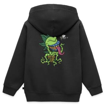 Venus Fliege Botanisches Monster Pflanze Fleischfresser - Kinder Premium Organic Zip Hoodie - Schwarz - Hinten - AI Model Kid Male (0cm)
