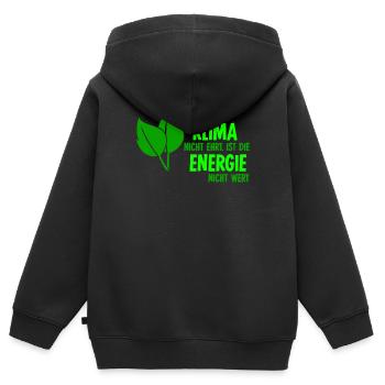 Klimaschutz Klima Energie Klimawandel - Kinder Premium Organic Zip Hoodie - Schwarz - Hinten - AI Model Kid Male (0cm)