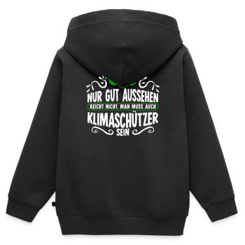 Klimaschutz Klimaschützer Klimawandel - Kinder Premium Organic Zip Hoodie - Schwarz - Hinten - AI Model Kid Male (0cm)