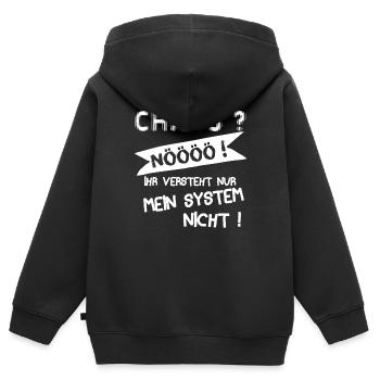 Lustiger ADS | ADHS | ADHD Spruch für Chaoten - Kinder Premium Organic Zip Hoodie - Schwarz - Hinten - AI Model Kid Male (0cm)