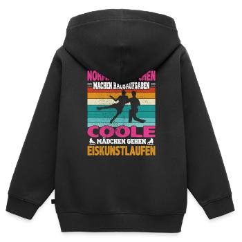 Normale Mädchen Hausaufgaben coole Eiskunstlauf - Kinder Premium Organic Zip Hoodie - Schwarz - Hinten - AI Model Kid Male (0cm)