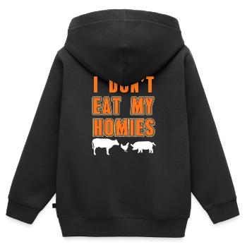 Rétro Je ne mange pas mes homies Cool Vegan T-Shirt - Sweat Premium à capuche zippé enfant bio - noir - Dos - AI Model Kid Male (0cm)