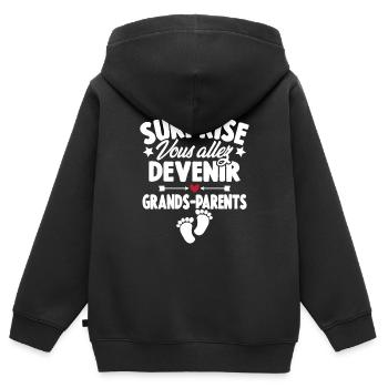 Surprise vous allez devenir grands parents - Sweat Premium à capuche zippé enfant bio - noir - Dos - AI Model Kid Male (0cm)