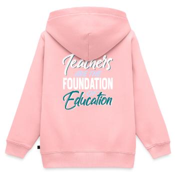 Les enseignants sont la base de l’éducation cool - Sweat Premium à capuche zippé enfant bio - rose - Dos - AI Model Kid Female (0cm)