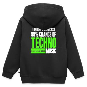 Tonight's Forecast 99% Chance Of Techno Music - Kinder Premium Organic Zip Hoodie - Schwarz - Hinten - AI Model Kid Male (0cm)