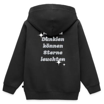 Nur im Dunkel können Sterne leuchten - Kinder Premium Organic Zip Hoodie - Schwarz - Hinten - AI Model Kid Male (0cm)