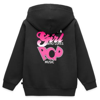 Just A Girl Who Loves Pop Music Cool Designs - Kinder Premium Organic Zip Hoodie - Schwarz - Hinten - AI Model Kid Male (0cm)