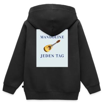 Mandoline Jeden Tag - Kinder Premium Organic Zip Hoodie - Schwarz - Hinten - AI Model Kid Male (0cm)