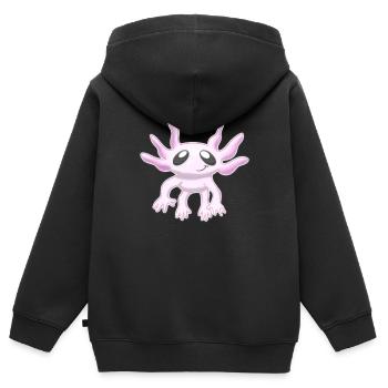 Axolotl doux - Sweat Premium à capuche zippé enfant bio - noir - Dos - AI Model Kid Male (0cm)