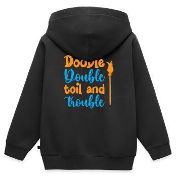 Doppelte doppelte Mühe und Mühe - Halloween - Kinder Premium Organic Zip Hoodie - Schwarz - Hinten - AI Model Kid Male (0cm)