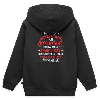 Buchhaltung unterschätzt - Kinder Premium Organic Zip Hoodie - Schwarz - Hinten - AI Model Kid Male (0cm)