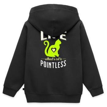 grün ein Leben ohne Katze ist sinnlos Katzen - Kinder Premium Organic Zip Hoodie - Schwarz - Hinten - AI Model Kid Male (0cm)