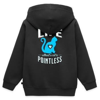 blau ein Leben ohne Katze ist sinnlos Katzen - Kinder Premium Organic Zip Hoodie - Schwarz - Hinten - AI Model Kid Male (0cm)