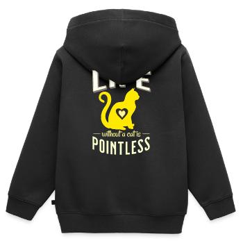 gelb ein Leben ohne Katze ist sinnlos Katzen - Kinder Premium Organic Zip Hoodie - Schwarz - Hinten - AI Model Kid Male (0cm)